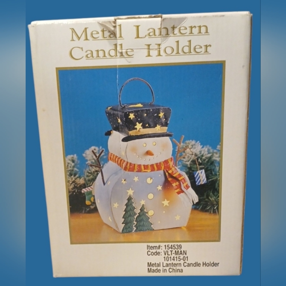 Snowman Metal Lantern Candle Holder